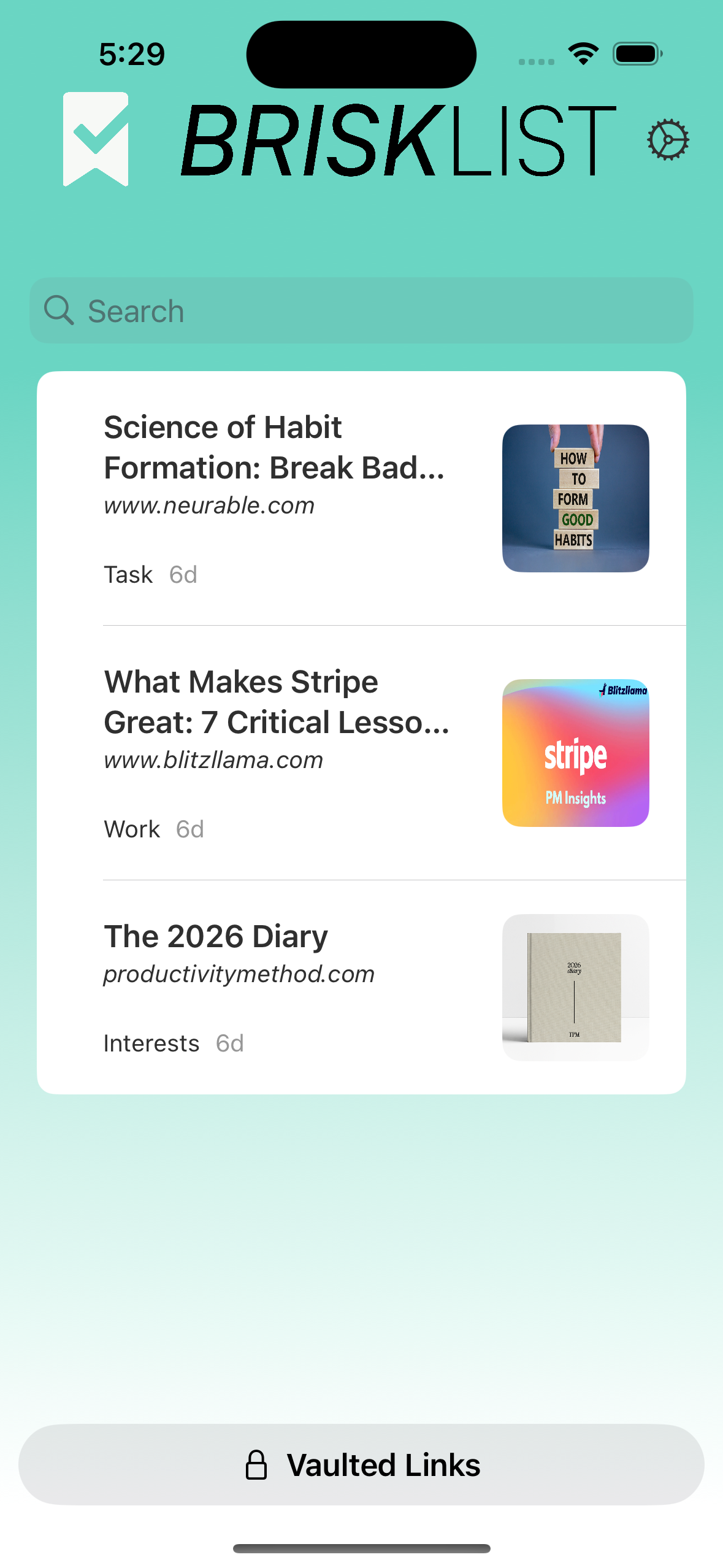 BriskList app screenshot